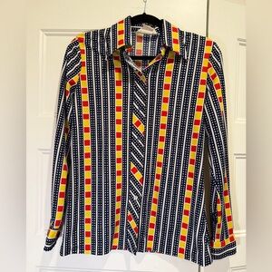 Vintage 70’s Striped Polka Dot Button-Up Shirt